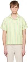 Young N Sang Yellow Stripe Polo In Green Stripe