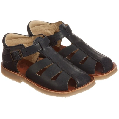 Young Soles Babies' Blue 'frankie' Leather Sandals