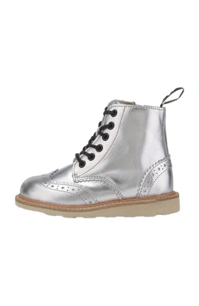 Young Soles Sidney Brogue Boot In Silver