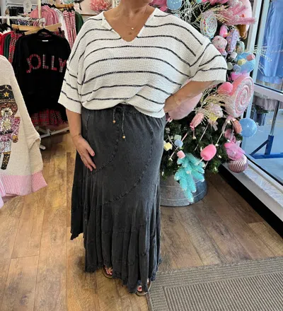 Young Threads Asymmetrical Maxi Skirt - Curvy In Charcoal In Animal Print