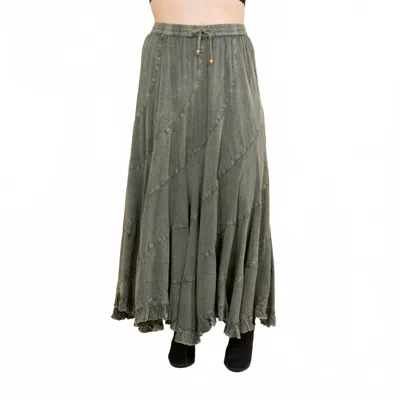 Young Threads Asymmetrical Maxi Skirt In Olive Gravel In Green