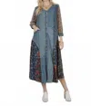 Young Threads Boho Patchwork Midi Dress In Blue In Blue