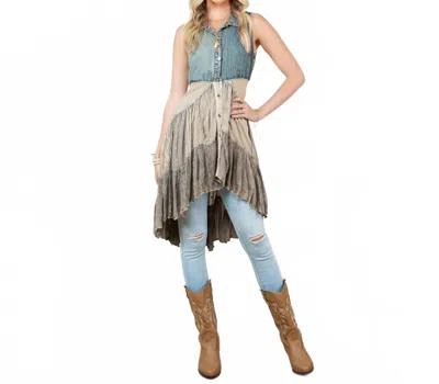 Young Threads Front-open Asymmetrical High Low Top Dress In Latte In Multi