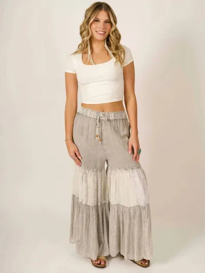 Young Threads Lightweight Boho Wide Leg Pants In Grey In Multi