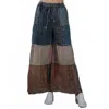 Young Threads Patchwork Tiered Boho Denim Pants In Multi In Multi