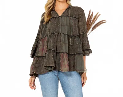 Young Threads Rio Ruffle Top In Green In Multi