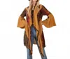 Young Threads Rustic Bohemian Patchwork Kimono In Camel In Brown