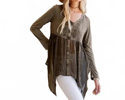 Young Threads Stonewashed Rayon Top In Gravel In Gray