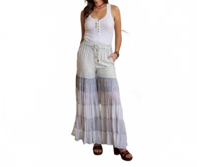 Young Threads The Desert Wanderer Mixed Texture Tiered Palazzo Pant In Grey In Gray