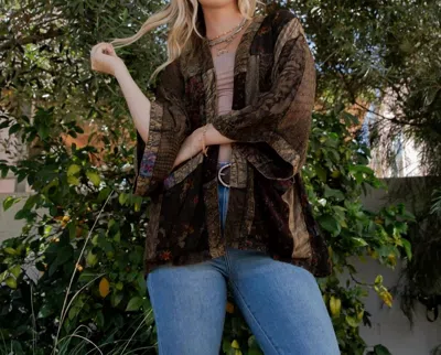 Young Threads Western Kimono Top In Amber In Multi
