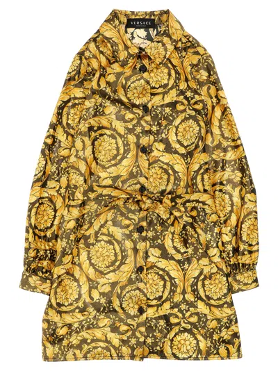 Young Versace Kids' Barocco Dress In Nero Oro