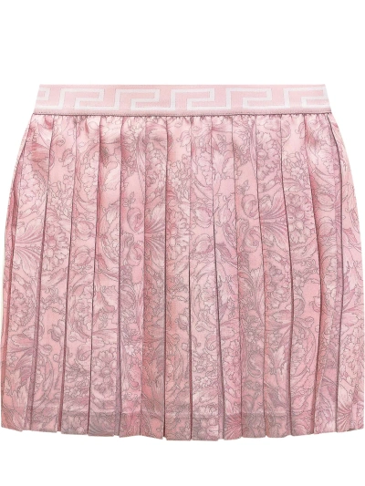 Young Versace Kids' Barocco Skirt In Pale Pink