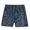 Young Versace Boys Barocco Print Swim Shorts In Blue