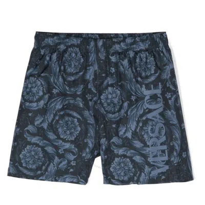 Young Versace Kids'  Boys Barocco Print Swim Shorts In Blue