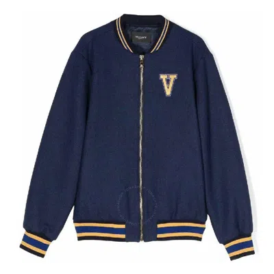 Young Versace Boys Blue Wool Medusa Varsity Jacket