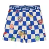 Young Versace Boys Damie Varsity Check Swim Trunks In Beige
