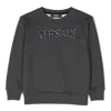 Young Versace Boys Logo Embroidered Sweatshirt In Grey