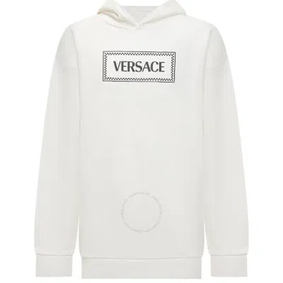 Young Versace Kids'  Boys Logo Printed Hoodie In White