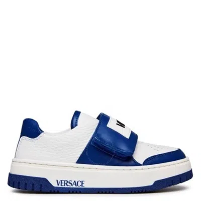 Young Versace Boys Velcro Strap Logo Trainers In Blue
