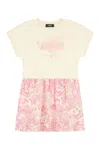 Young Versace Cotton Blend Dress In Pink