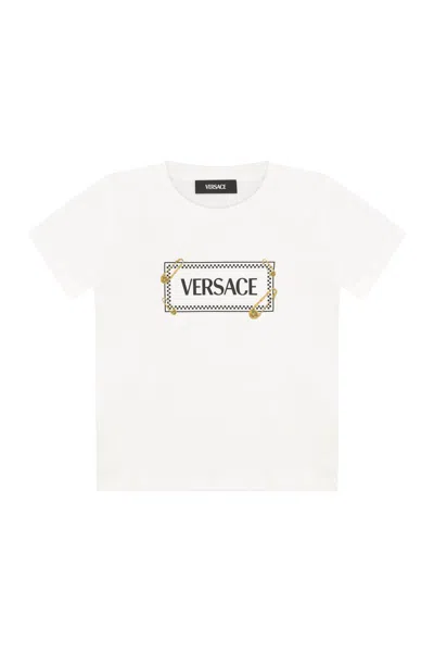 Young Versace Kids' Cotton Crew-neck T-shirt In White