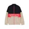 Young Versace Embroidered-logo Zip-up Sweatshirt In Blue/white/beige
