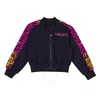 Young Versace Girls Barocco Logo Zip-up Sweatshirt In Black