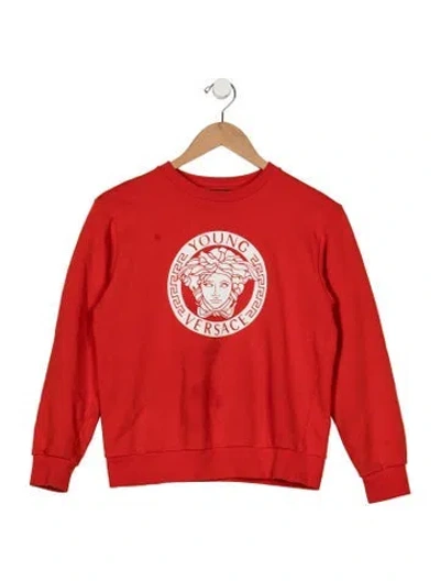Pre-owned Young Versace Kids' Girls Branded Pattern Printed Sweatshirt In Red