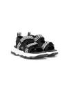 Young Versace Greca-strap Mesh Sandals In Black