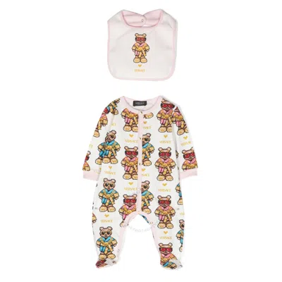 Young Versace Kids Babygrow Teddy Bear Print Set In White