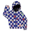 Young Versace Kids Check Sport Patch Varsity Jacket In Beige