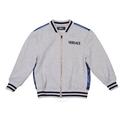 Young Versace Kids Cotton Dragon Zip-up Jacket In Gray