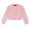 Young Versace Kids Crystal Medusa Cotton Sweatshirt In Pink