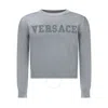 Young Versace Kids Embroidered Logo Metallic Sweater In Grey