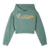 Young Versace Kids Floral Logo Embroidered Cotton Hoodie In Green