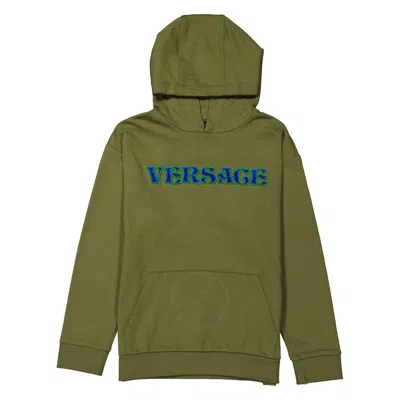 Young Versace Kids Green Logo Patch Hoodie