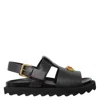 Young Versace Kids Medusa-plaque Leather Sandals In Black