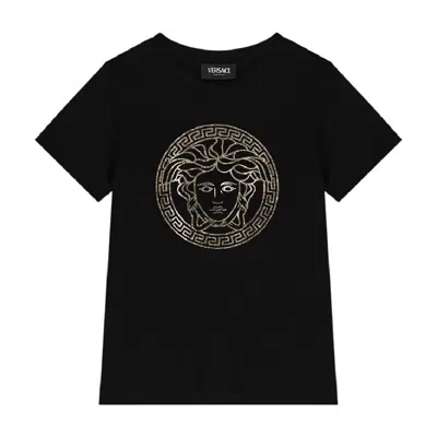 Young Versace Kids'  Boys Medusa Print Crew Neck Shirt In Black