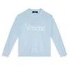 Young Versace Logo-embroidered Pullover Sweater In Blue