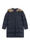 Young Versace Long Hooded Down Jacket In Multi