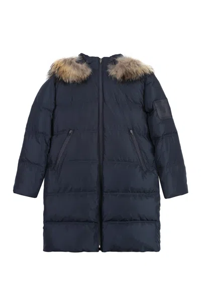 Young Versace Kids' Long Hooded Down Jacket In Multi