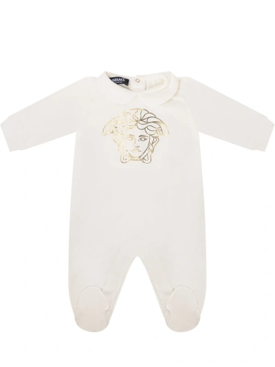 Young Versace Babies' Medusa Body In Bianco-oro