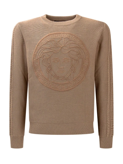 Young Versace Kids' Medusa Pullover In Sand