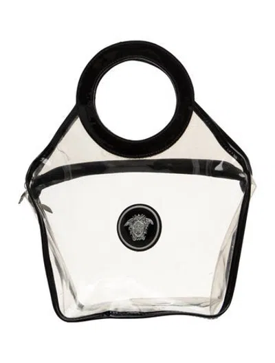 Pre-owned Young Versace Medusa Top Handle Bag Vintage In Black