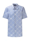 Young Versace Nautical Medusa Shirt In Bianco-celeste