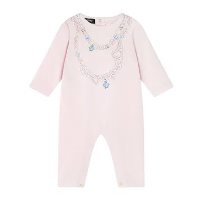 Young Versace Newborn Logo-print Necklace Babygrow In Pink