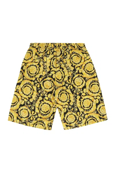 Young Versace Printed Cotton Shorts In Multi