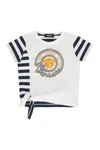 Young Versace Printed Cotton T-shirt In White