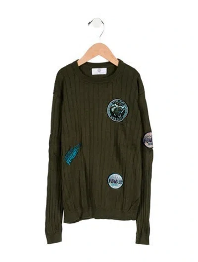 Pre-owned Young Versace Babies' Toddler Boys' Knit Embroidered Sweater In Green
