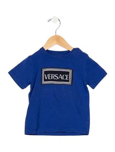 Pre-owned Young Versace Babies' Toddler Boys' Printed Short-sleeve Shirt In Blue